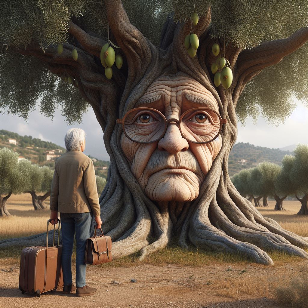 A Moving Human vs a Rooted, Living Tree